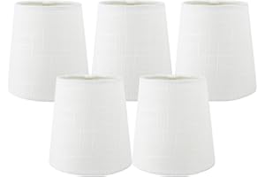 Meriville Set of 5 Off White Linen Clip On Chandelier Lamp Shades, 3.5-inch by 4.5-inch by 4.5-inch