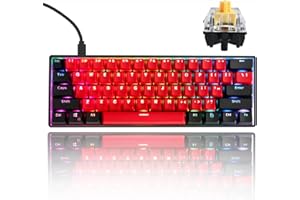 GUFFERCTY KRED GTSP Gk61 SK61 60% Mechanical Keyboard, Custom Hot Swappable 60 Percent Gaming Keyboard with RGB Backlit, NKRO, Water-Resistant, Type-C Cable for Win/PC/Mac (Gateron Optical Yellow, Milan)