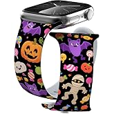 THONWO Halloween Christmas Printed Band Compatible with Apple Watch | Festival Pattern Bands Soft Silicone Sport Straps Stylish for Women and Men Waterproof Replacement Pin-and-tuck closure