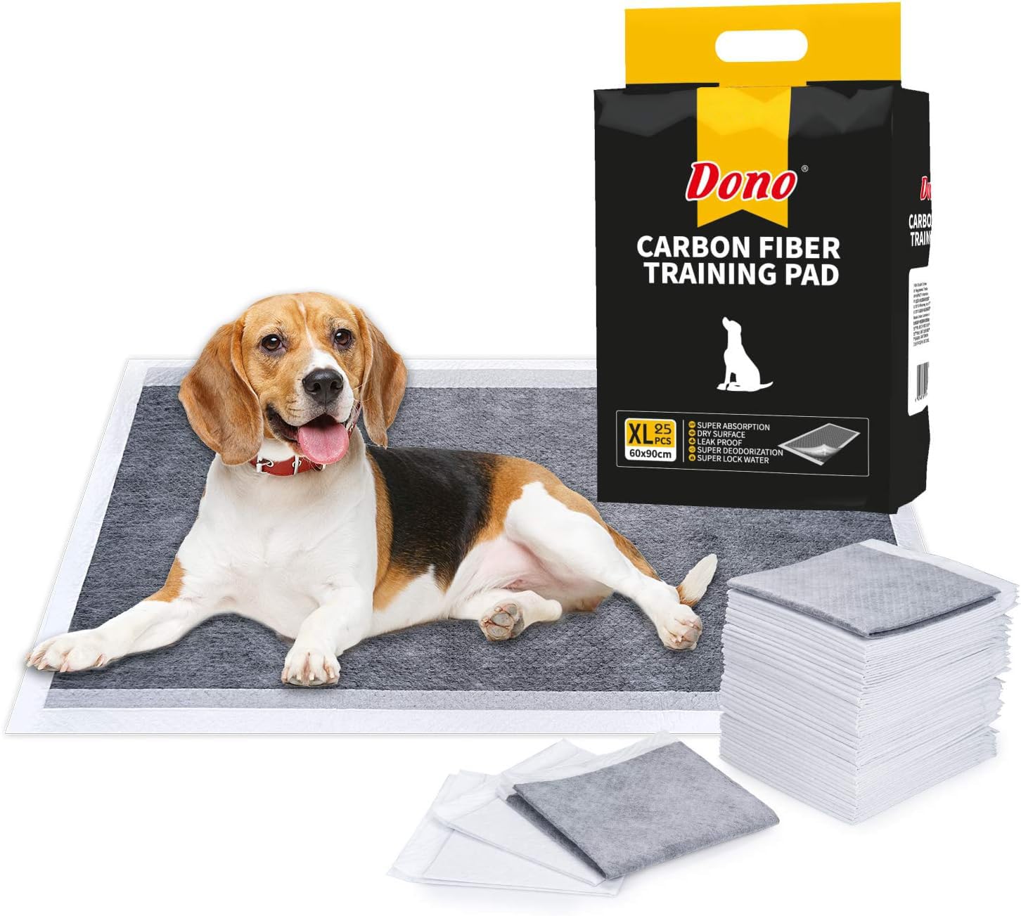 Dono Pet Training Pads Carbon Puppy Pee Wee Toilet Trainer Pads Super Absorbent Deodorizing Heavy Duty Dog Pads 25PCS