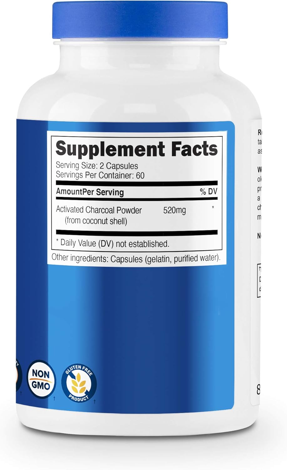Nutricost Activated Charcoal 120 Capsules - Premium Activated Charcoal Powder, Non-GMO & Gluten Free (1 Bottle): Health & Personal Care