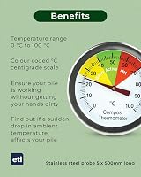 ETI Compost Thermometer Stainless Steel Probe 50mm Dial 500mm Stem view 3