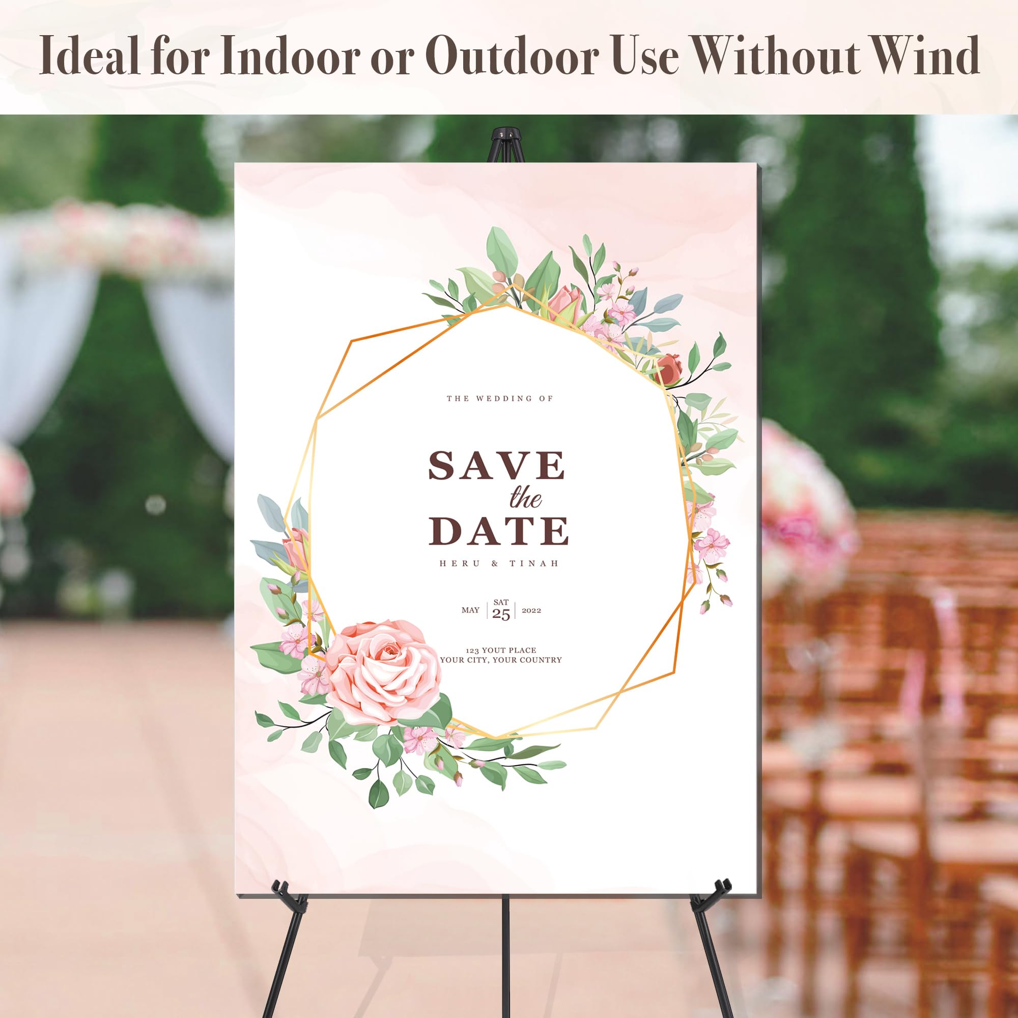 Easel Stand for Wedding Sign & Poster 63'' Easels for Display Portable Art Easel for Floor Adjustable Metal Easel Black
