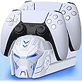 PS5 Controller Charger Station for Playstation 5 Dualsense Controllers: Fast PS5 Dual Controller Stand Charger Dock-LED PS5 Controller Charging Station Accessories for Playstation 5 Storage (White)