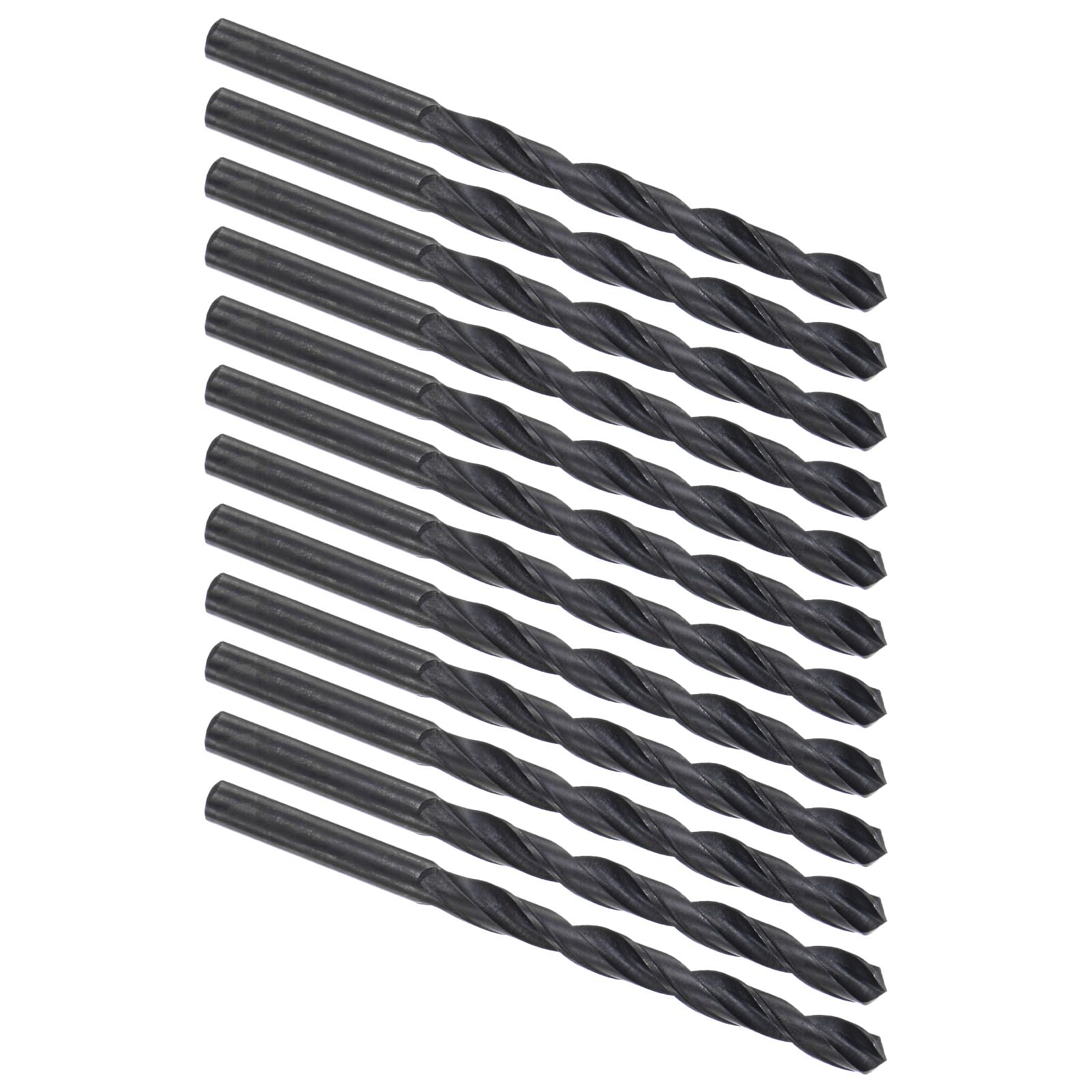 Kozelo 12PCS Twist Drill Bit - [6.2mm/0.24"] High-Speed Steel Round Shank Jobber Bit Set Black for Metal Wood Plastic Steel Use, 65mm/2.56" Blade Length