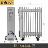 Futura 2500W Oil Filled Radiator 11 Fin Free Standing Heater UK Plug view 6