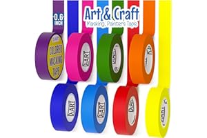 DEART Colored Masking Tape, 264 Ft x 0.6 inch MIni Color Painters Tape for Arts & Crafts Labeling 12 or 8 Pack, Coding, Kids Art Supplies, Whiteboard Tape, Craft Supplies for Kids, Thin Paper Tape