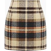 onlypuff Plaid Skirts for Women High Waisted Mini Skirts Ladies Fall Fashion Outfits Bodycon Above The Knee Dress