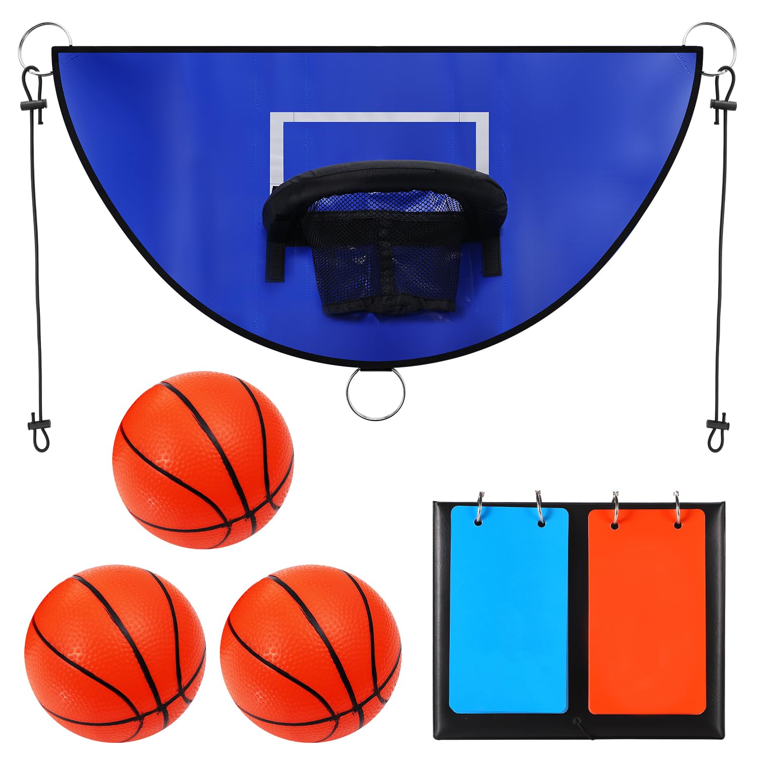 Trampoline Basketball Hoop, with Scoreboard and Mini Basketballs, Breakaway Rim for Dunking Trampoline Basketball Attachment Trampoline Accessory for Kids Adults Indoor Outdoor