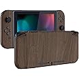 eXtremeRate DIY Replacement Shell Buttons for Nintendo Switch, Soft Touch Back Plate for Switch Console, Custom Housing Case with Full Set Buttons for Joycon Handheld Controller - Wood Grain