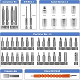MQFORU 3.6V Cordless Screwdriver 48 in 1 Kit with LED USB Charge Dual Handle view 2