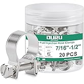 OURU 20PCS 1/4" Fuel Line Clamp 304 Stainless Steel,Adjustable 7/16"-1/2" Dia (11-13mm) Mini Fuel Injection Gas Line Hose Cla