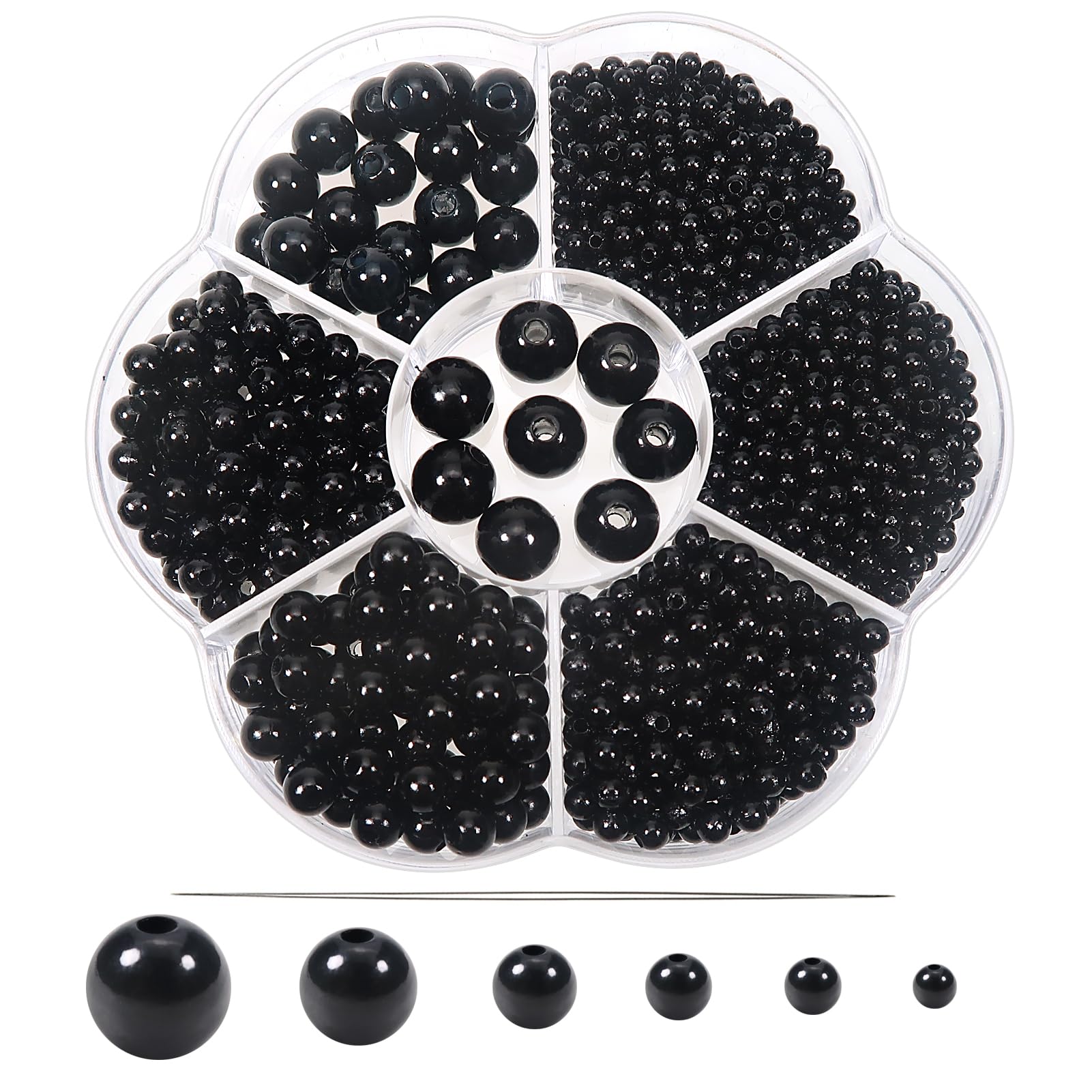 TOAOB 1248pcs Pearl Beads Black Round Loose Imitation Pearls Acrylic Beads 3mm 4mm 5mm 6mm 8mm 10mm for Craft Decoration Jewellery Making