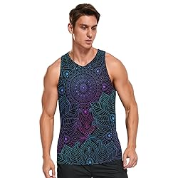 JHKKU Men's Tank Tops Boho Gradient Mandala