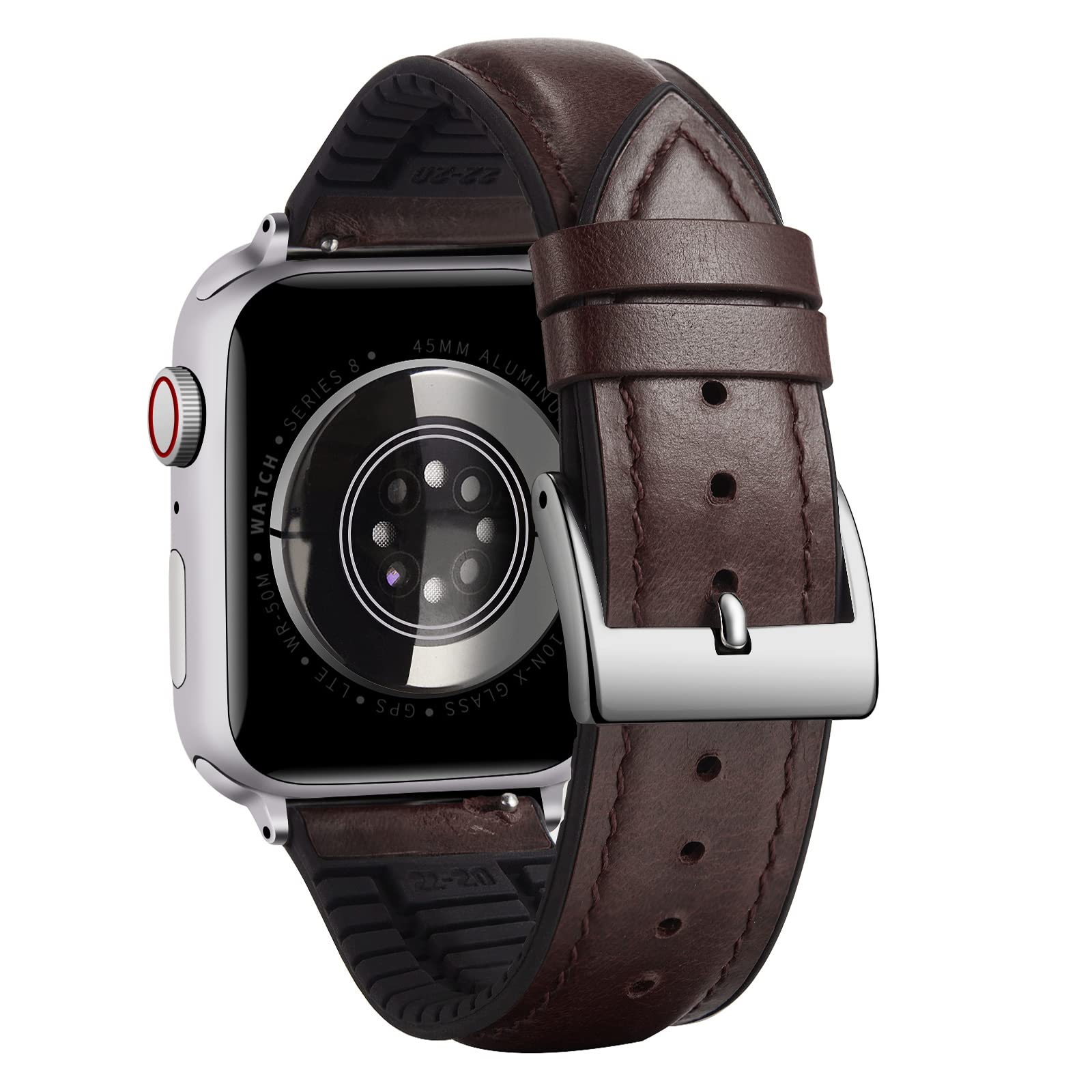 BINLUN Compatible with Apple Watch Strap 38mm 40mm 41mm 42mm Oil Wax Leather and Breathable Silicone Hybrid Replacement Band Compatible with iWatch Straps Ultra SE SE2 Series 11/10/9/8/7/6/5/4/3/2/1