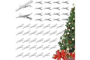 AWLEYNZ 100Pcs Christmas Ornament Clips, Metal Alligator Clip, Ornament Anchors Ribbon Clips for Christmas Tree Decor Christmas Ball Artificial Flower, 1Inch