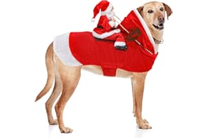BWOGUE Santa Dog Costume Christmas Pet Clothes Santa Claus Riding Pet Cosplay Costumes Party Dressing up Dogs Cats Outfit for Small Medium Large Dogs Cats
