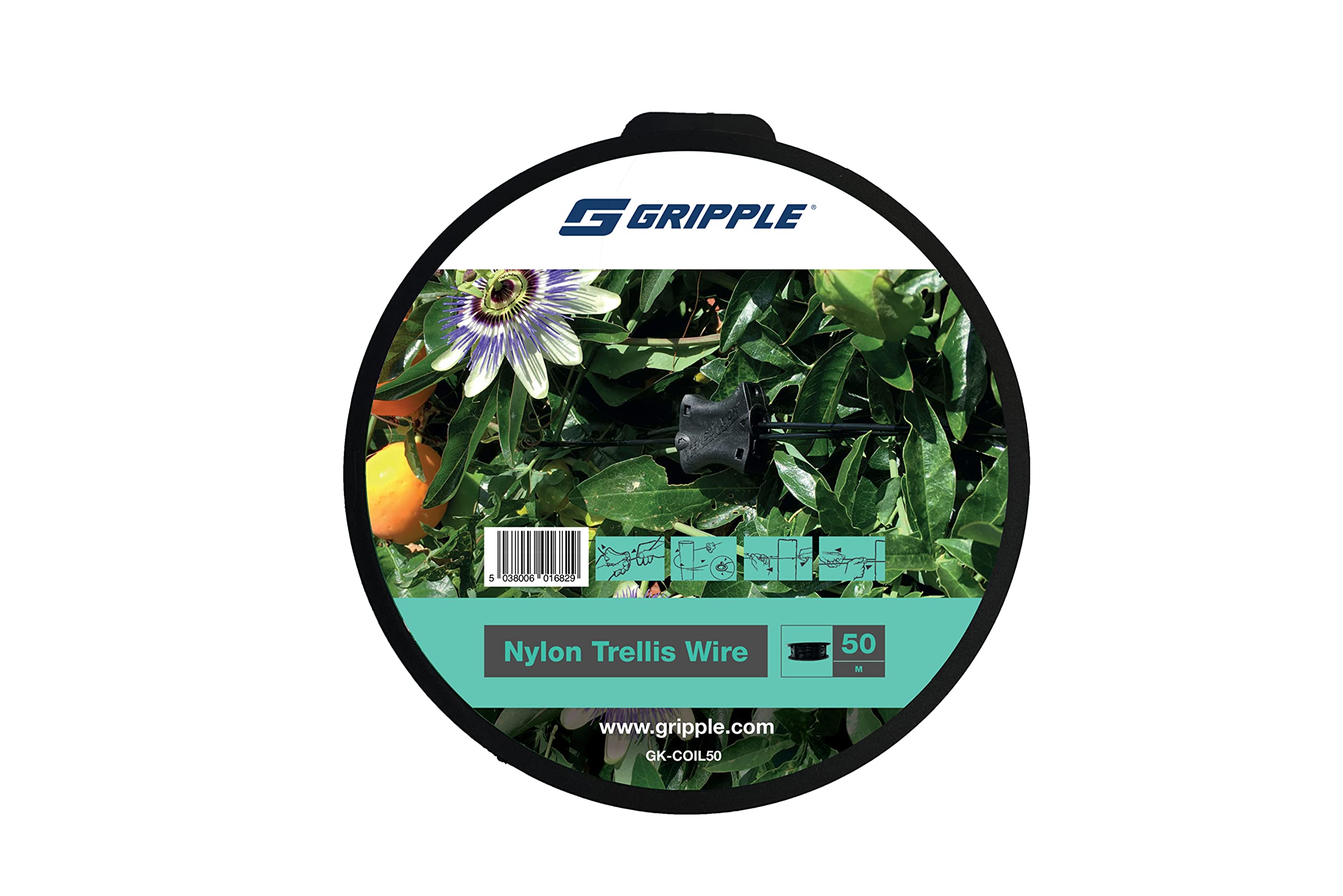 Gripple 50 Metre Nylon Wire Easy Way To Trellis & Support Garden Climbers Roses Plants etc. Black
