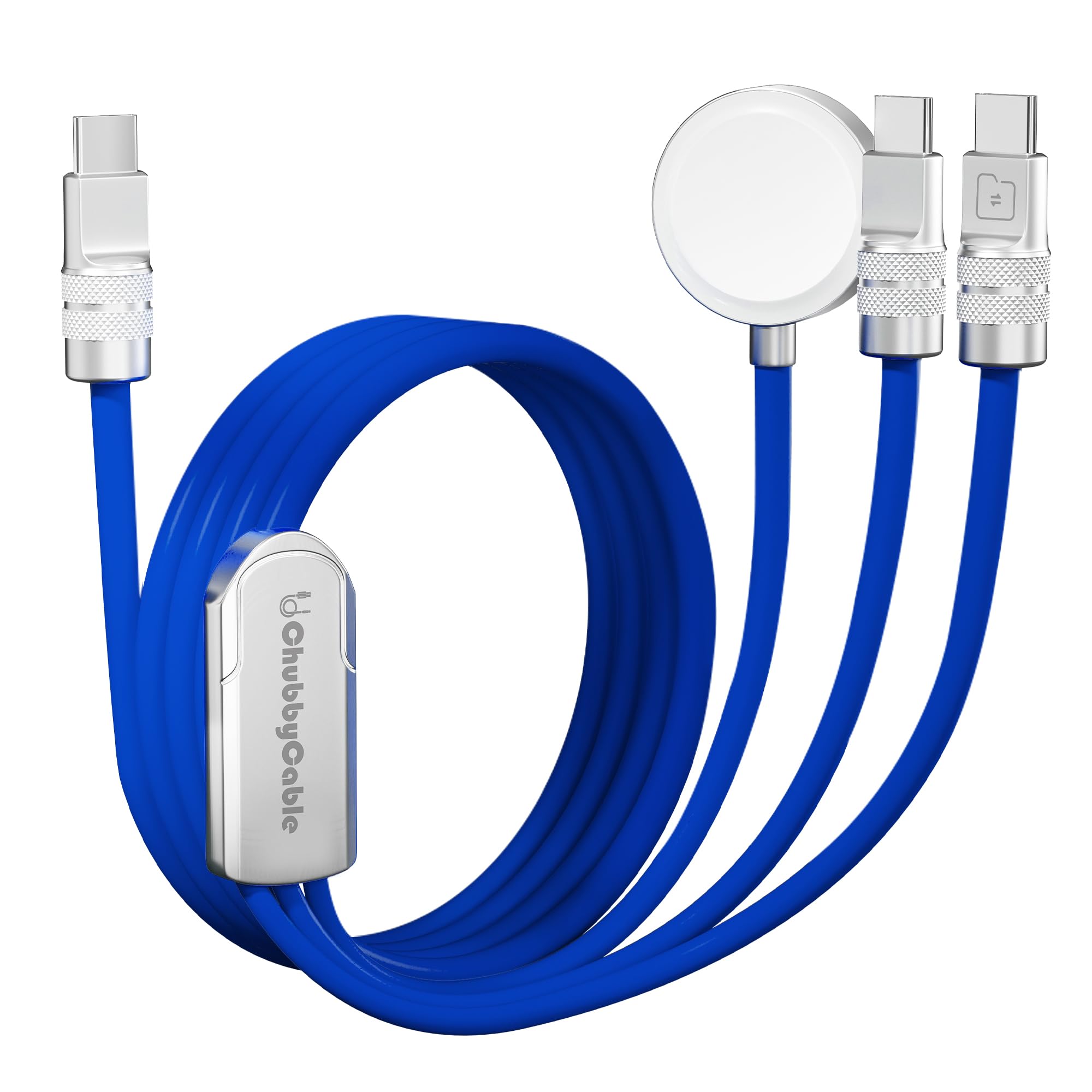 Photo 1 of chubbycable Tri-Flex 3 in 1 USB C Cable for Apple Watch Charger Silicone 100W Multi Charging Cable Fast Charge Compatible with iPhone 17-15 Series iWatch iPad Airpods MacBook, 4.1FT, Dark Blue
