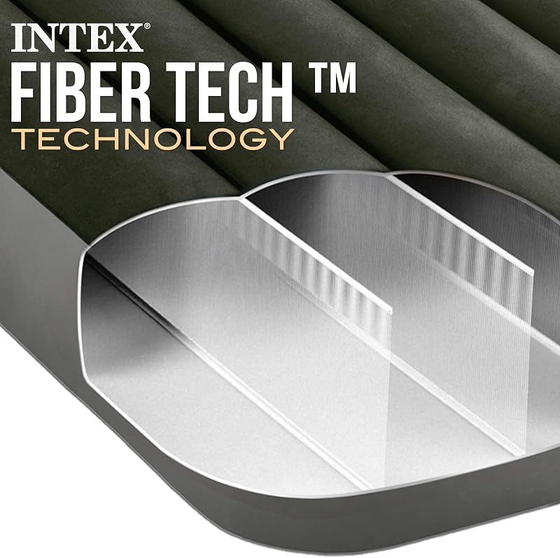 64762 - Colchão insuflável de 2 lugares com bomba de pé Fiber-Tech Downy, mede 137 x 191 x 25 cm