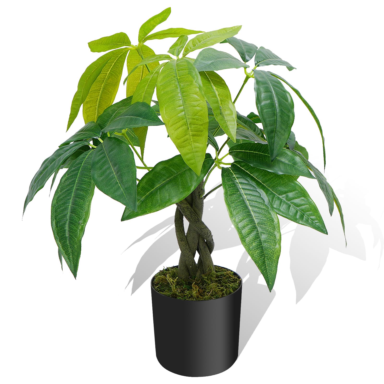 Photo 1 of HUAESIN 18 inches Artificial Money Tree Faux Tree Table Top Fake Potted Plants Indoor Small Silk Tree Pachira Aquatica for Home Table Bedroom Kitchen Office Porch Decor Aesthetic
