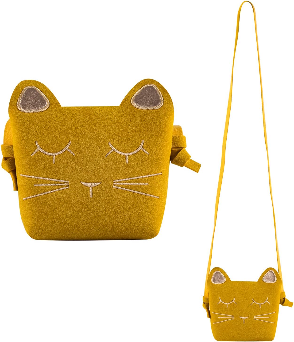 Deoot Little Girls Purses Yellow Cute Cat Shoulder Crossbody Bag for Kids,Toddler,Girls