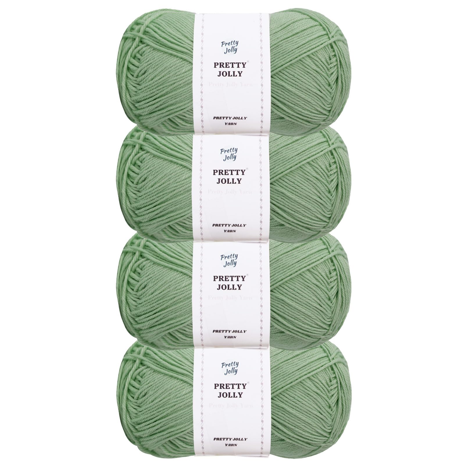 Pretty Jolly 4 Skeins Soft Baby Yarn, 100% Cotton, Crochet & Knitting, 4 Ply, Fingering Weight, Blanket Yarn for DIY Craft Total Length 4×160m/4×50g (Willow) — image 1
