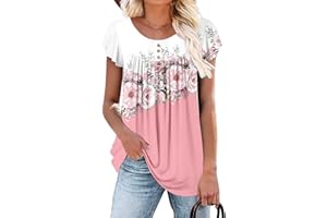 BETTE BOUTIK Women's Summer Tunic Tops Flowy Flare Botton Down Shirts Blouses S-3XL