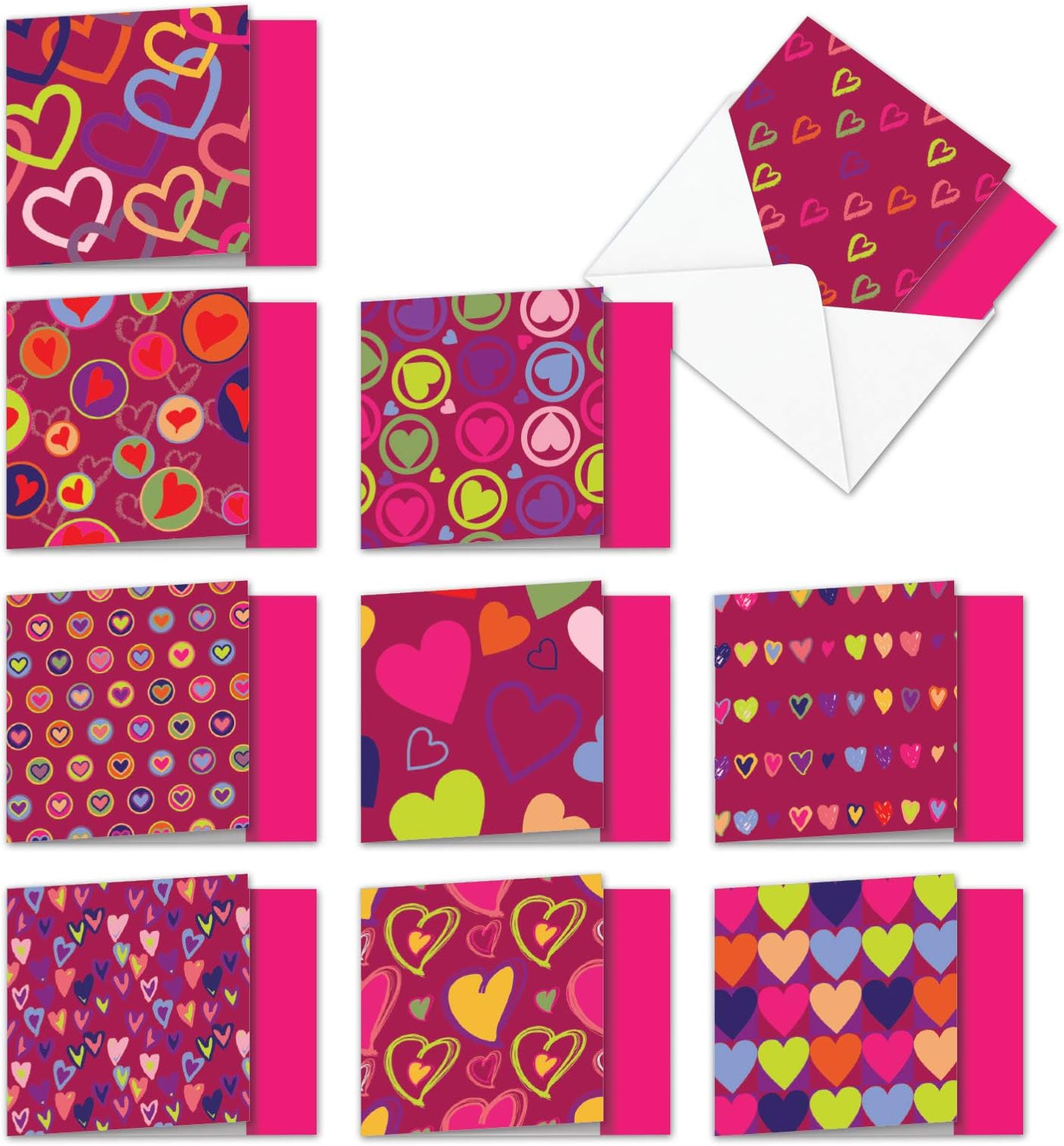 The Best Card Company10 Boxed Valentine Note Cards with Envelopes - Loving, Heartfelt Assorted Greeting Cards for Valentine's Day (4 x 5.12 Inch) - A Lot of Heart MQ5652VDG-B1x10