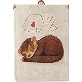 Mounidso Sleepy Ferret Blanket, Ferret Flannel Blanket Gifts for Women, Soft Warm Lightweight Animal Print Blankets for Living Room Home Sofa Travel Decor 50" x 60"