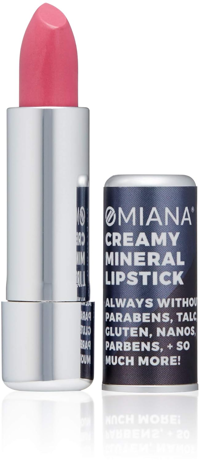 Omiana Creamy Mineral Lipstick - Long Lasting Shimmer Finish, Glamorous Pink