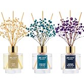 Airkeep Reed Diffuser Set of 3,Clean Linen Ocean Mist&amp;Sea Salt Lavender Eucalyptus Oil Reed Diffusers for Bedroom Living Room Office Aromatherapy Oil Reed Diffuser for Gift 50ml x 3