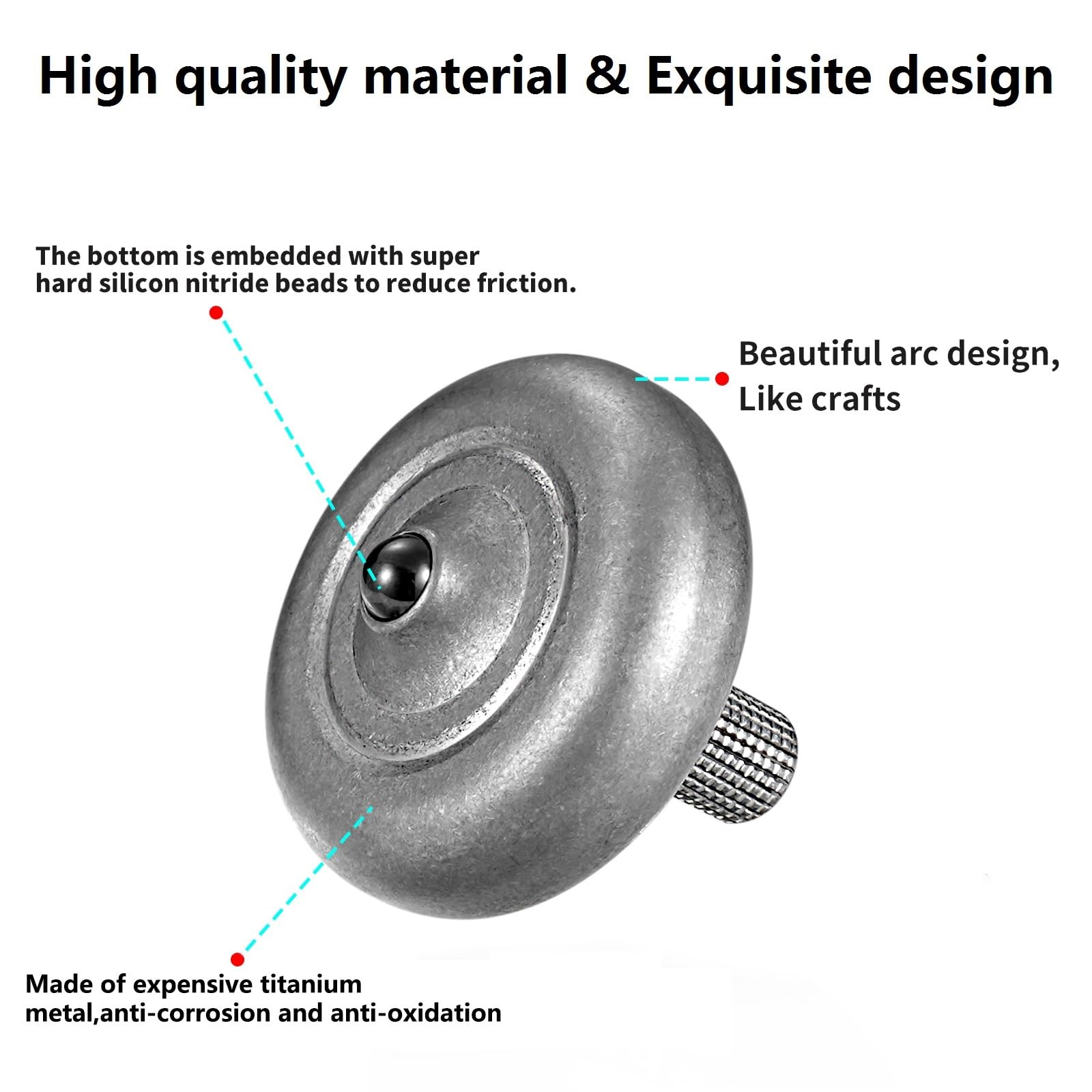 Premium Precious Titanium Spinning Top, Spin Long Time Exceed 10 Minutes, Perfect Balance, Metal Kinetic Desk Fidget Toy, Wear-Resistant Drop-Resistant Does not Rust (Thor Stone Washing Gray)