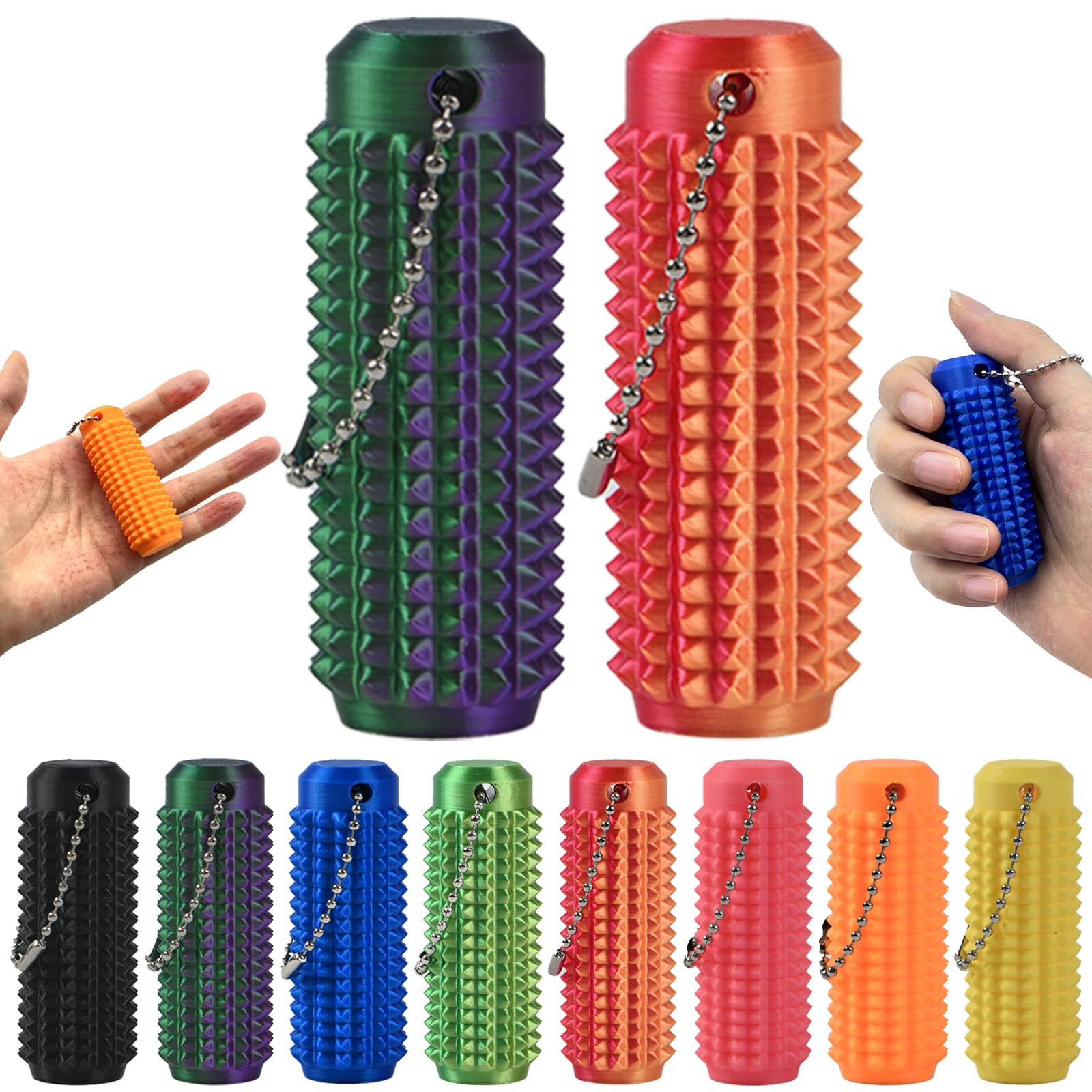 Photo 1 of 2Pcs Little Ouchies Fidget Spiky Keychain for Adults - 3D Printed Sensory Stress Relief Toy for Anxiety, Focus & Pain Stimulation, Portable ADHD Autism Fidget Toys (Gradient Color)