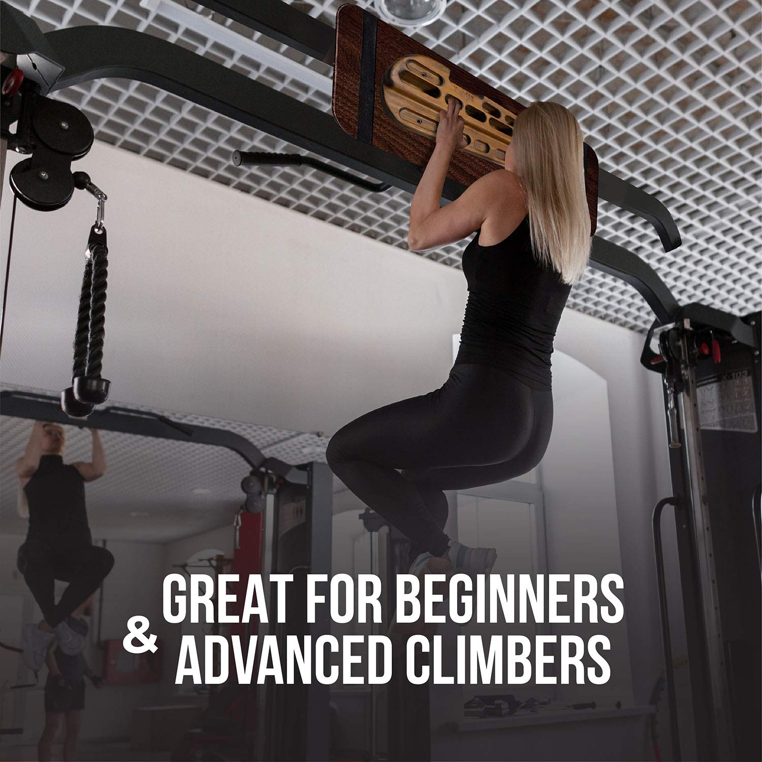 Yes4All Wooden Hang Board/Climbing Board for Doorway - Hand Strengthener Equipment for Training Finger, Grip and Pull Up