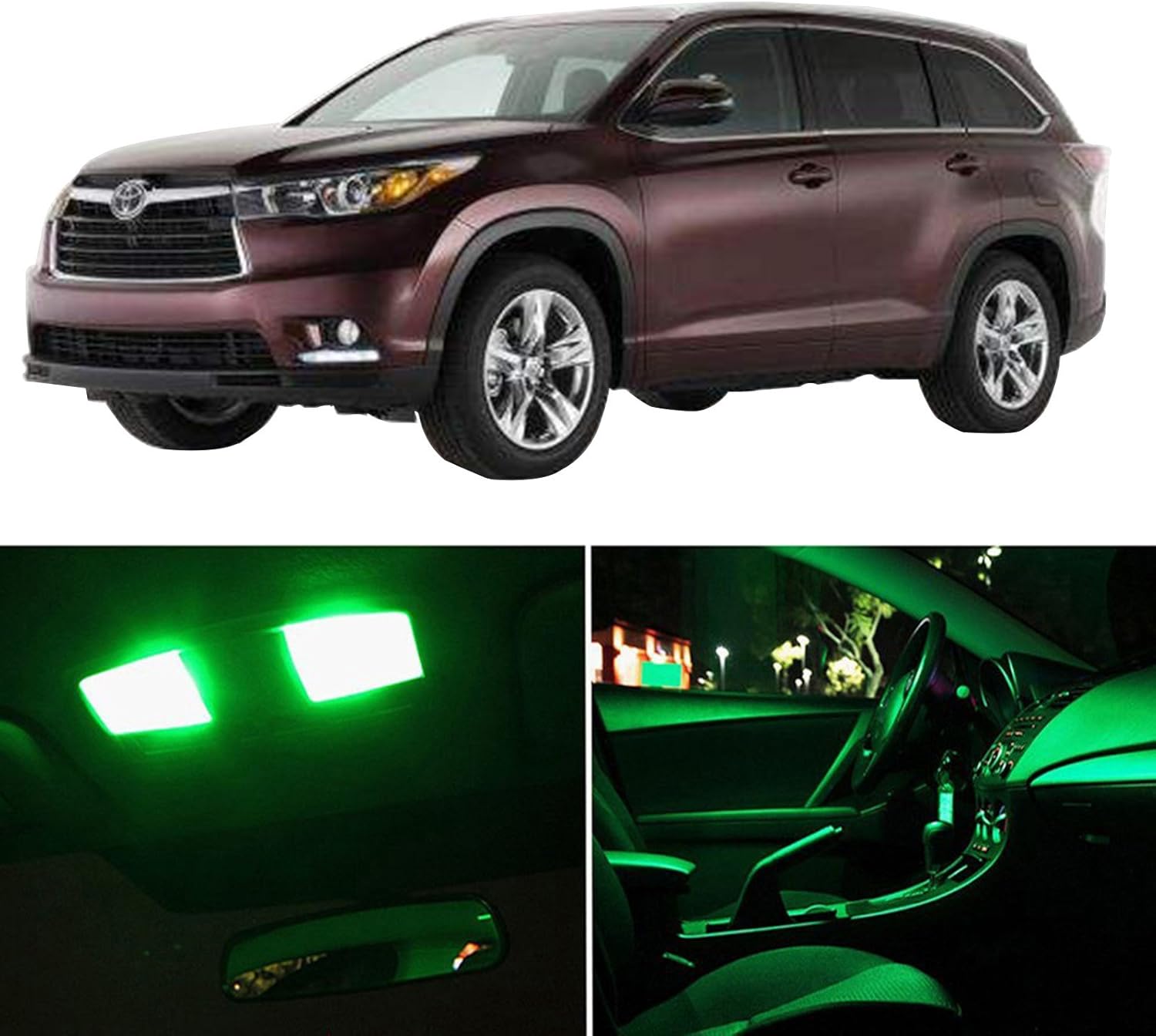 Amazon Com Selead Interior Led Lights Replacement Fits For 2008 2013 Toyota Highlander Accessories Package Kit 12 Bulbs Green Automotive