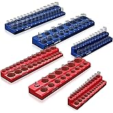 6-Piece Magnetic Socket Organizer Set, Magnetic Socket Holder Includes 1/4", 3/8", 1/2" Drive Metric SAE Socket Trays, Holds 