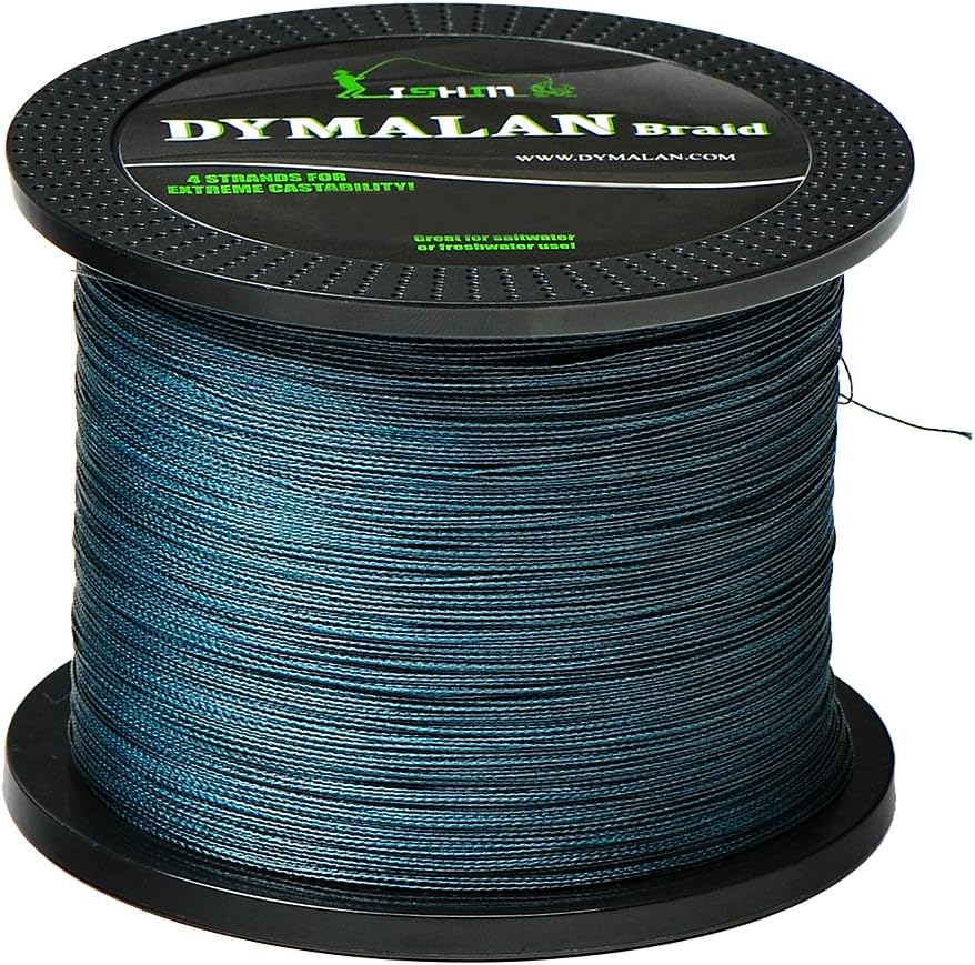 DYMALAN Braided Fishing line 4 Strands 6lb-80lb PE Super Line - Abrasion Resistance Fishing Line - Zero Stretch - Thinner Diameter for Saltwater & Fresh Water