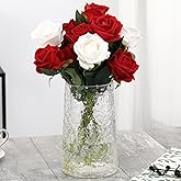 MARTAGE Clear Glass Vase, Flower Vases for Bouquet, Modern Glass Vase for Flowers, Large Vases for Living Room, Bedroom, Kitchen, Office, Wedding, Dining Table, 8 Inches