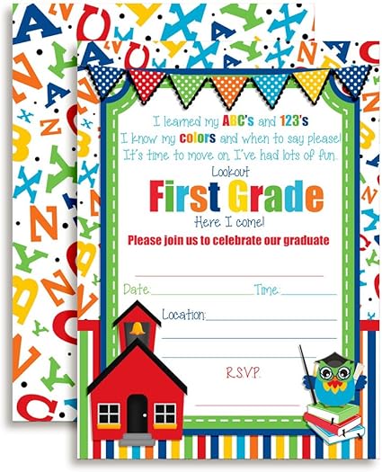 Amazon Com Amanda Creation Kindergarten Graduation Fill In Style Invitations Set Of 20 Including Envelopes Toys Games