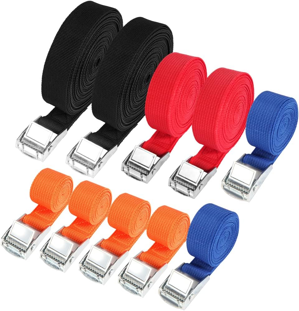 Hodzeed 10 Pack Tightening Luggage Ratchet Straps 25mm Cargo Tie Down 1m-6m