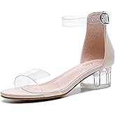 Dufannie Girls Sandals Low Heels Dress Pump Ankle Strap Open Toe Flower Girl Wedding Party for Toddler Little Big Kid
