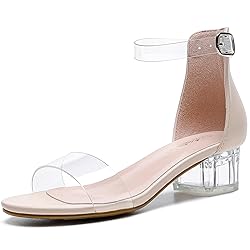 Dufannie Clear Heels for Girls Sandals Cute Nudes