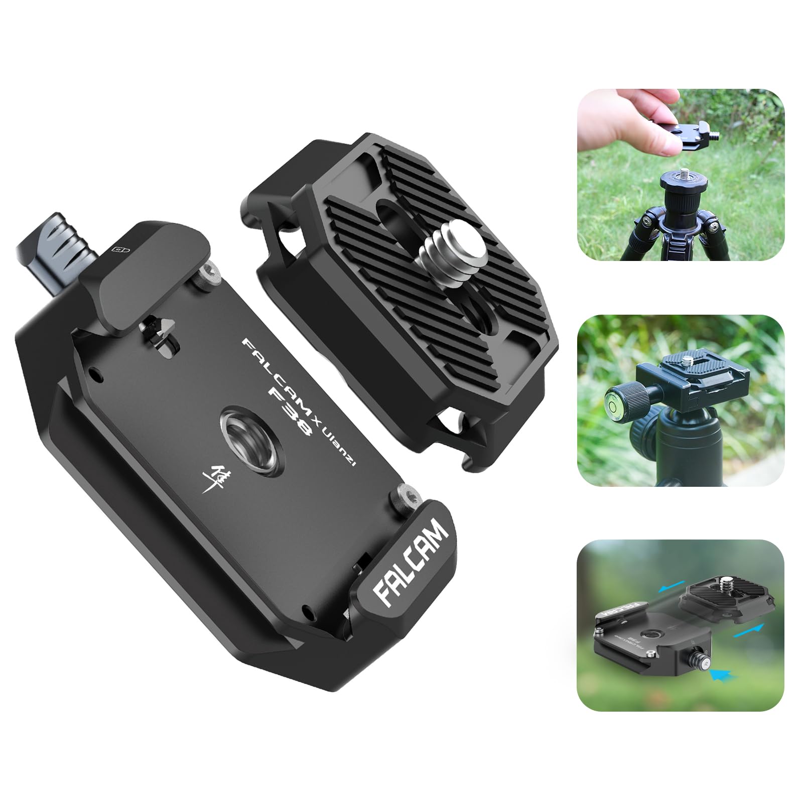 ULANZI F38 Camera Quick Release Plate w 1/4" to 3/8" Screw Thread, Quick Release System QR Plate Camera Tripod Mount Adapter for Sony Canon Monopod DSLR Stabilizer Slider DJI Switch Between Stablizer