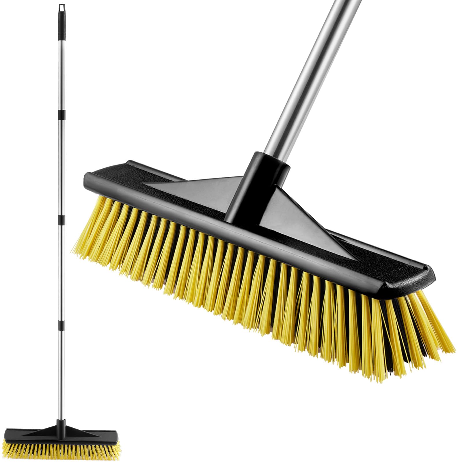 Photo 1 of 16" Push Broom for Outdoor Heavy Duty, Push Brooms with 59" Adjustable Long Handle for Sweeping Multi-Surface Floor Scrub Brush for Cleaning Outside Deck Patio Garage Driveway Warehouse Concrete