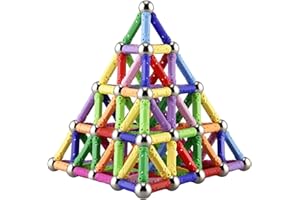 ELONGDI 130 Piece Magnetic Building Block Set - Educational Magnet Toys and Stacking Sticks with Storage Bag - Non-Toxic 3D Puzzle