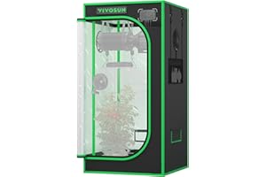 VIVOSUN P224 24"×24"×48" PRO Grow Tent, with Thick 1 inch Poles, Strengthened High Reflective Mylar Oxford Fabric & Extra Hanging Bars for Hydroponics Indoor Plant for AeroLight A100, No High CFM Kit