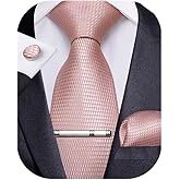 DiBanGu Plaid Ties for Men Silk Checkered Necktie and Pocket Square Cufflinks Tie Clip Set with Gift Box for Wedding Business
