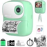 Kids Camera Instant Print for Kids with Mirror, HD Dual-Lens Selfie Digital Camera with 3 Rolls Print Paper & 32GB Card, Holiday Birthday Gifts Toys for Girls Boys Toddler. (Green)