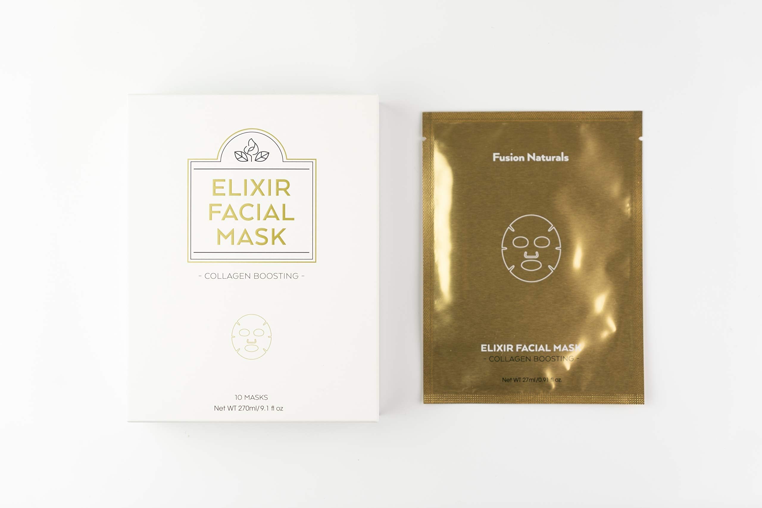 Elixir Moisturizing Collagen Face Mask - Face Mask for Wrinkles and Dull, Dry skin| 10 Facial Sheet Masks